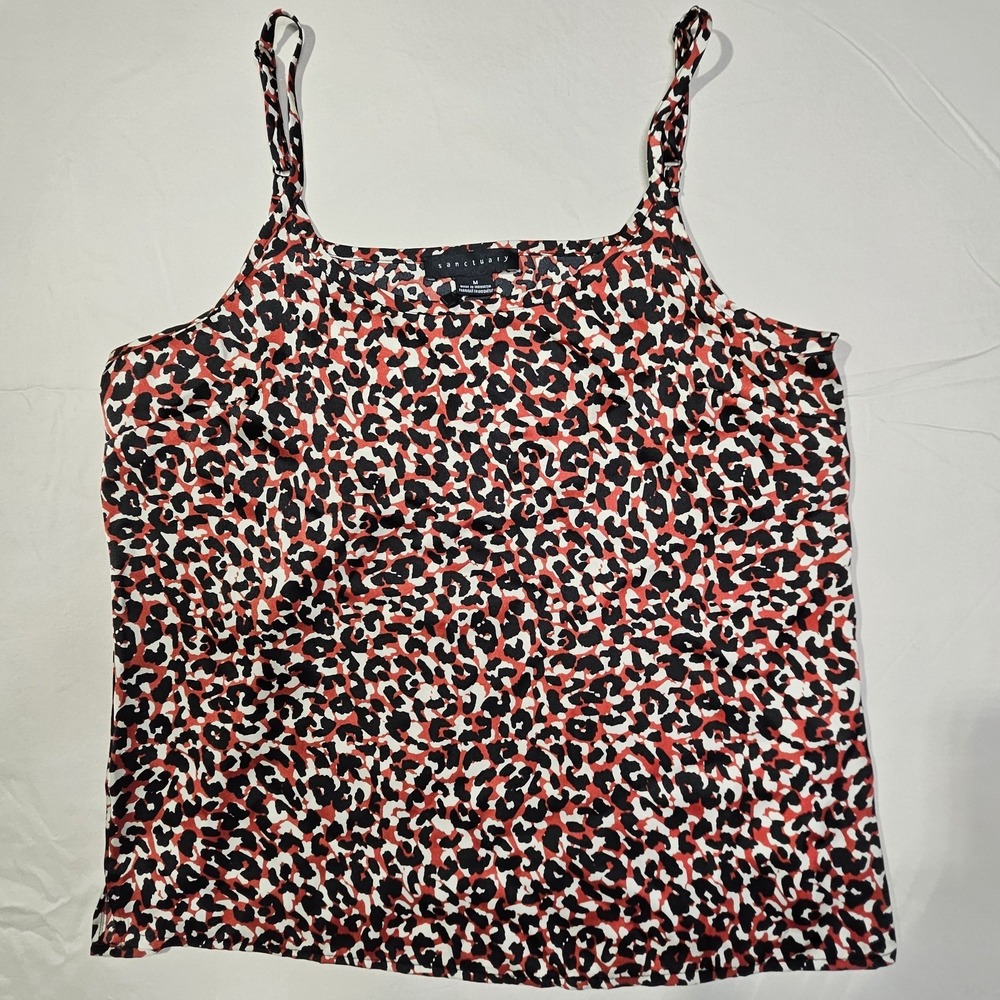 Sanctuary Leopard Print Cami Tank Top Women's Medium Copper‎ Black Animal Print